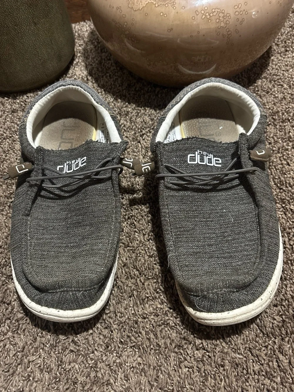 Hey Dude Men's Casual Slip-On Shoes - Charcoal Gray with White Sole